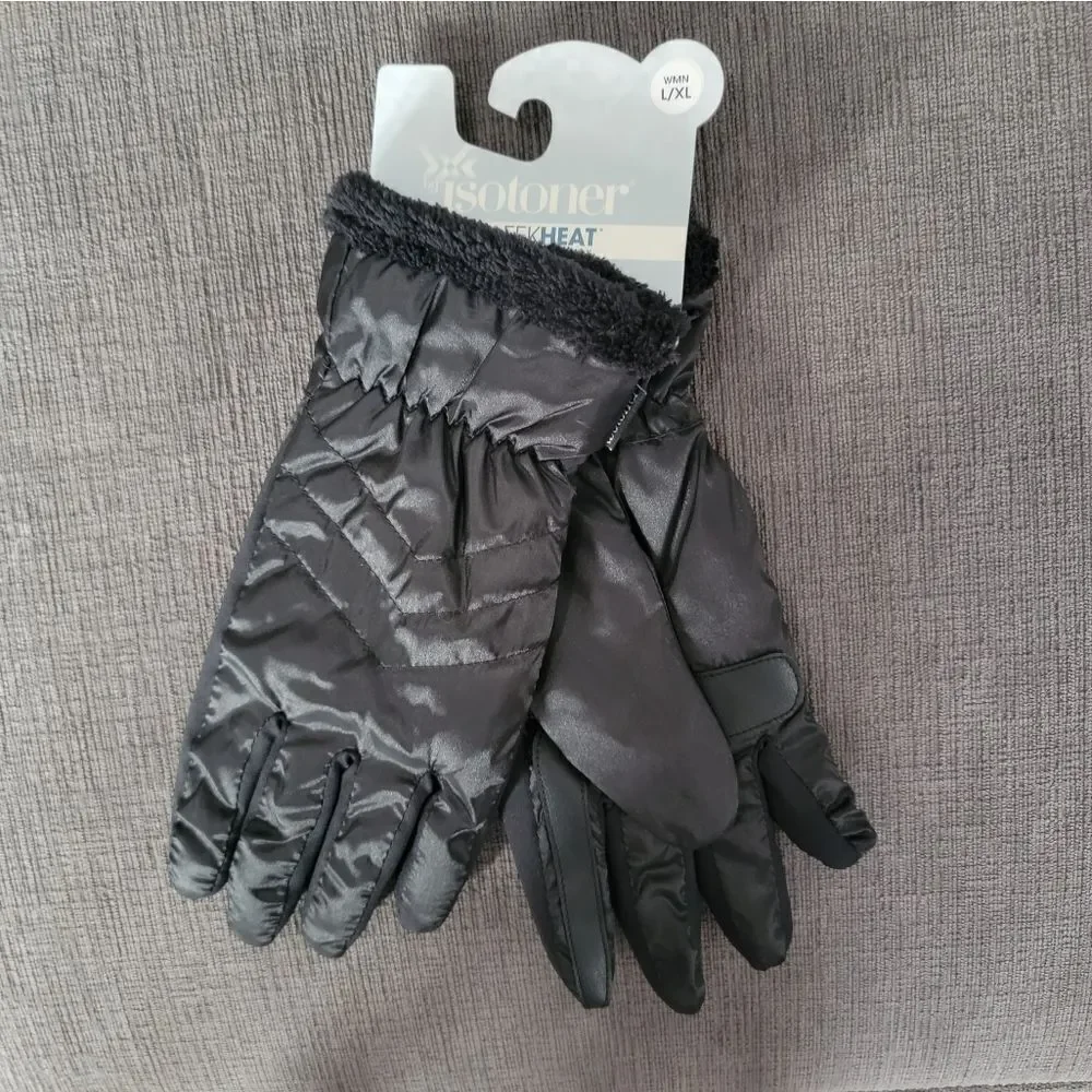 Isotoner SleekHeat Quilted pattern Gloves smarTouch® technology plush li… - Picture 4 of 12